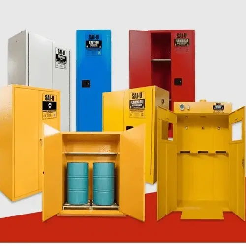 Heavy-duty safety storage cabinet for hazardous materials