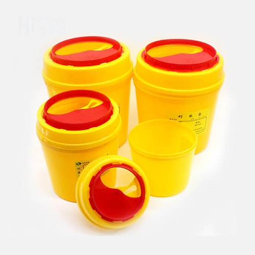 red yellow round sharp containers