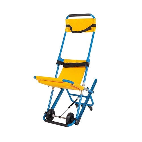 yellow color evacuation chair with blue frame