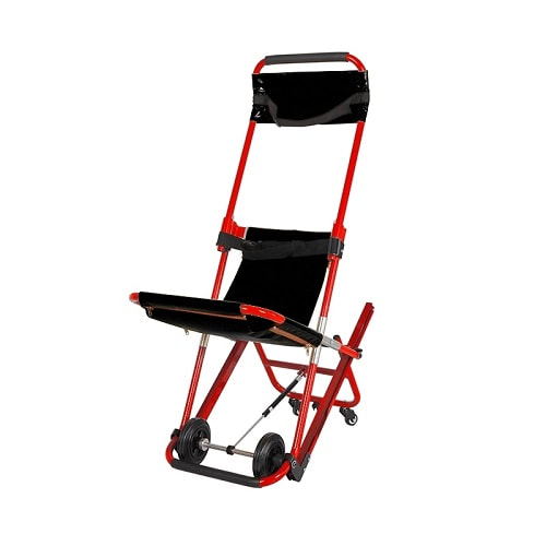 black color evacuation chair with red frame