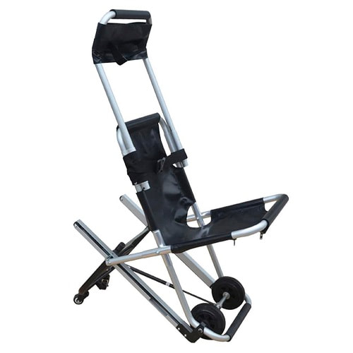 black color evacuation chair with silver color frame