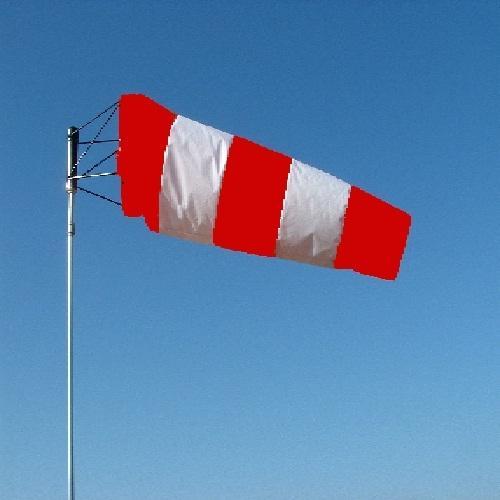 red white windsock flaying in air